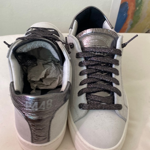 P448 baby blue with silver and white sneakers size 38